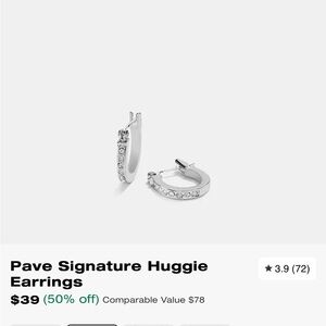 NEW WITH TAGS Coach Silver Pave Huggie Earrings